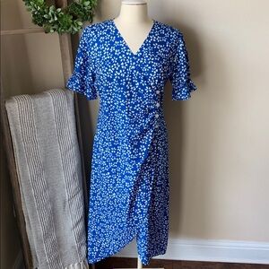 bright blue floral dress